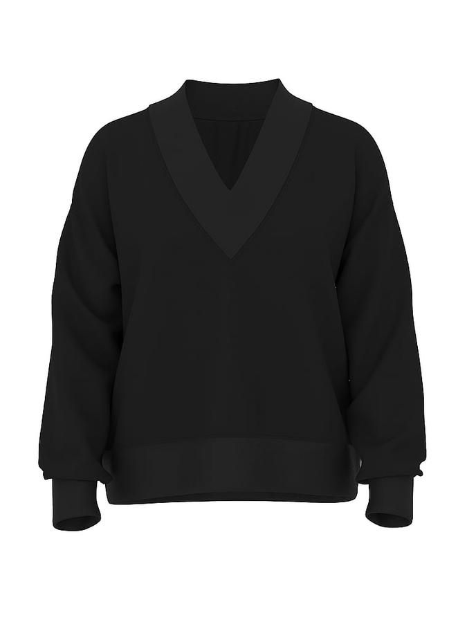 Ivy Fleece V-Neck High-Low Cropped Sweatshirt image number 2