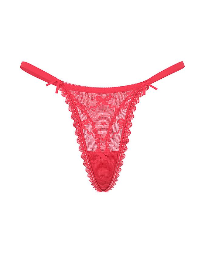Bow Lace Mesh String Thong Panty image number 2