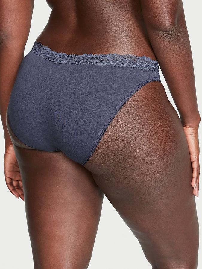 Stretch Cotton Lace-Waist Bikini Panty image number 1