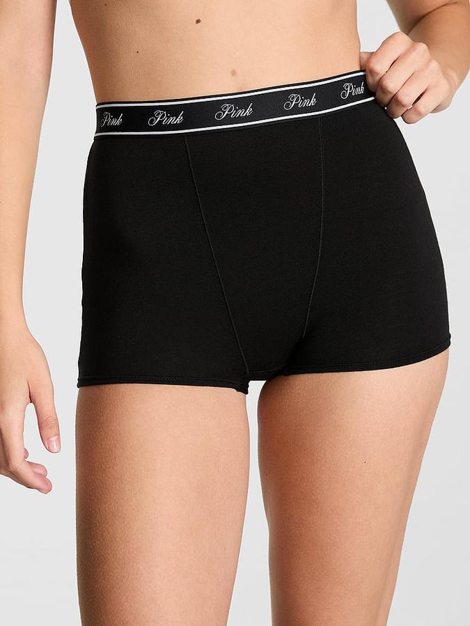 Logo Cotton High-Waist Boyshort Panty