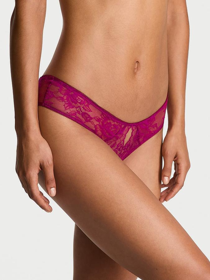 Rose Lace Crotchless Cheeky Panty image number 0