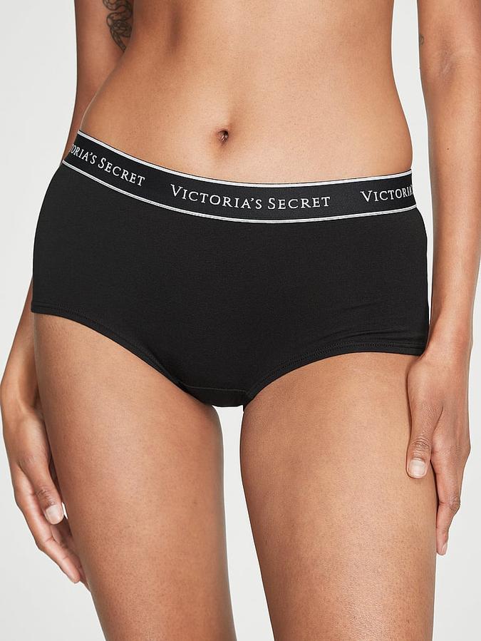 Black Logo Cotton Boyshort Panty Logo Cotton Boyshort Panty