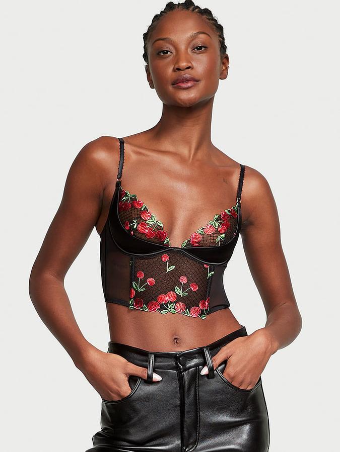 Cherry Embroidery Quarter-Cup Corset Top image number 4
