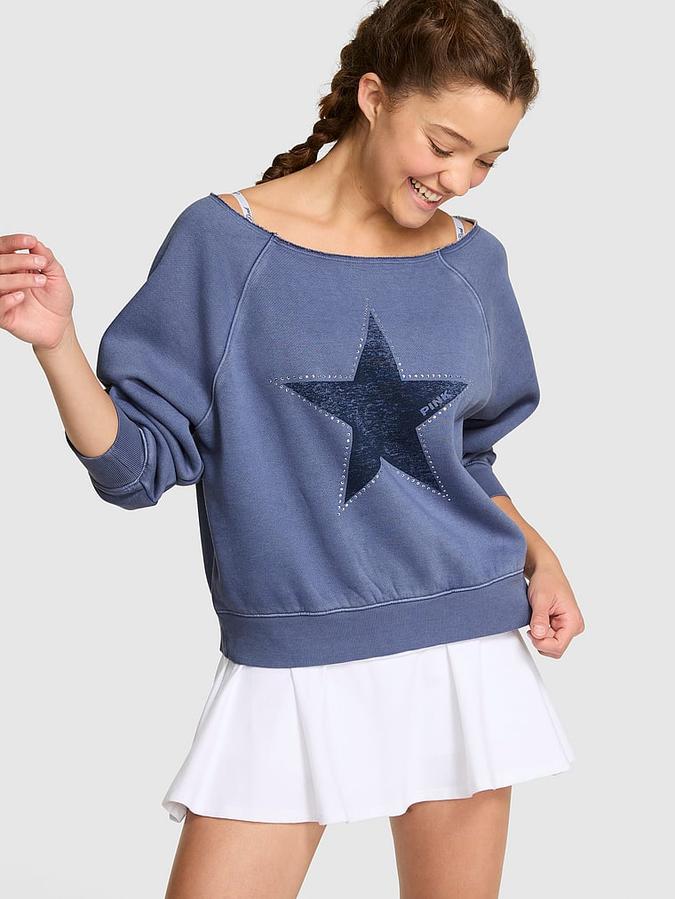 Ivy Fleece Off-The-Shoulder Sweatshirt