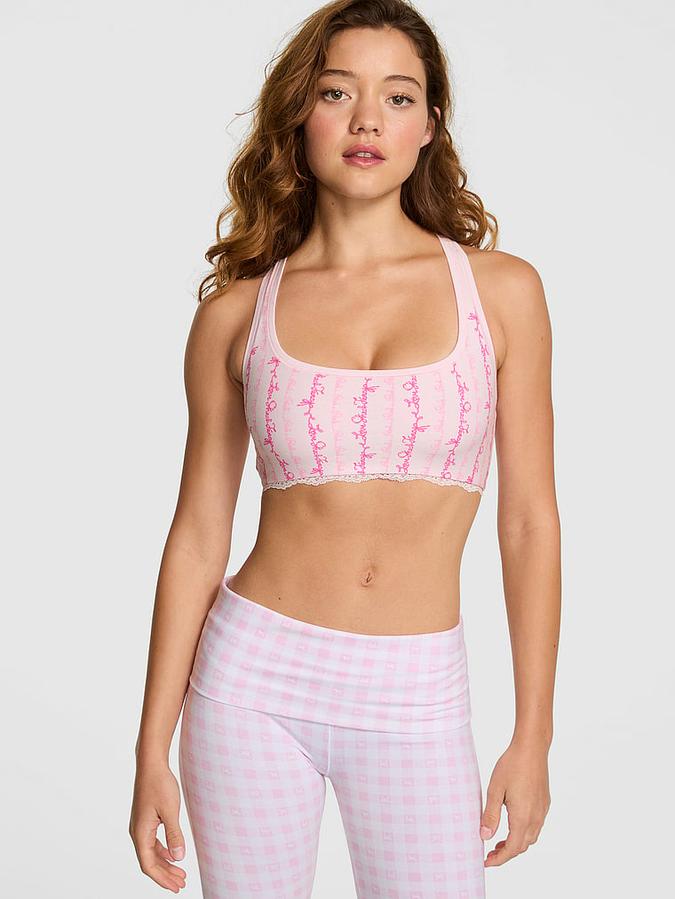 PINK x LoveShackFancy Cotton Racerback Bralette image number 0