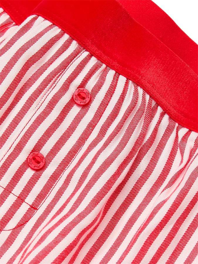 Festive Flannel Velvet-Trim Boxy Pajama Shorts image number 3