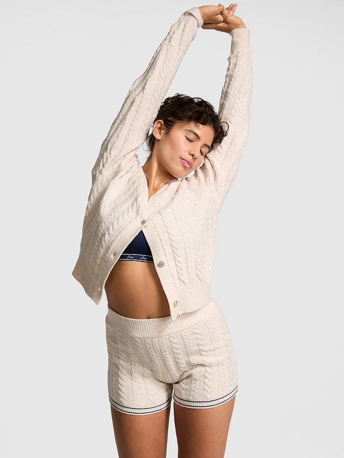 Collegiate Cable-Knit Cropped Cardigan image number 0