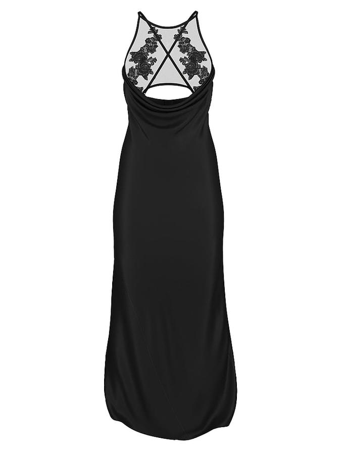 Sheer Rose Satin High-Neck Long Slip image number 2
