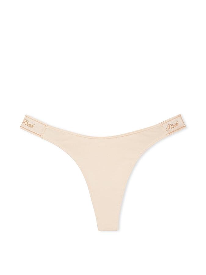 Logo Cotton High-Leg Thong Panty