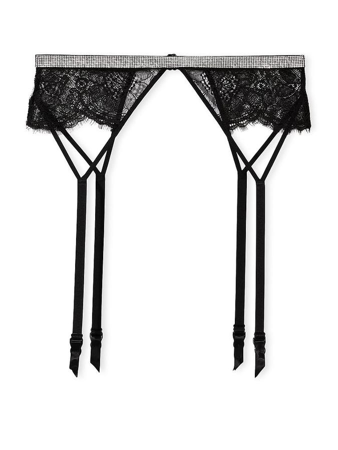 Shine Chain Strap Lace Garter Belt image number 2