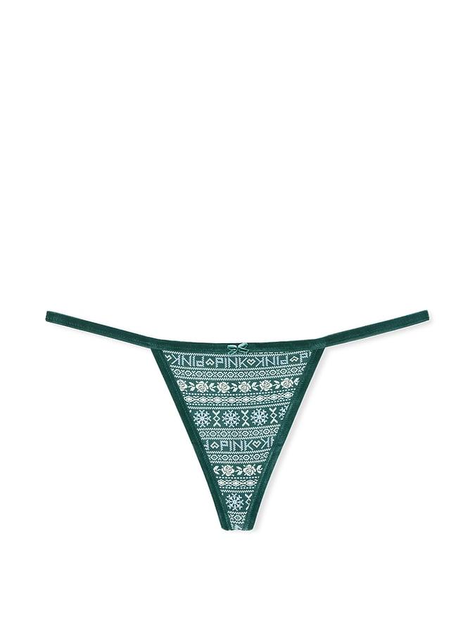 Cotton Velvet-Trim V-String Panty image number 1