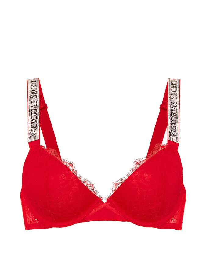 Shine Strap Rose Lace Lightly Lined Low-Cut Demi Bra image number 2