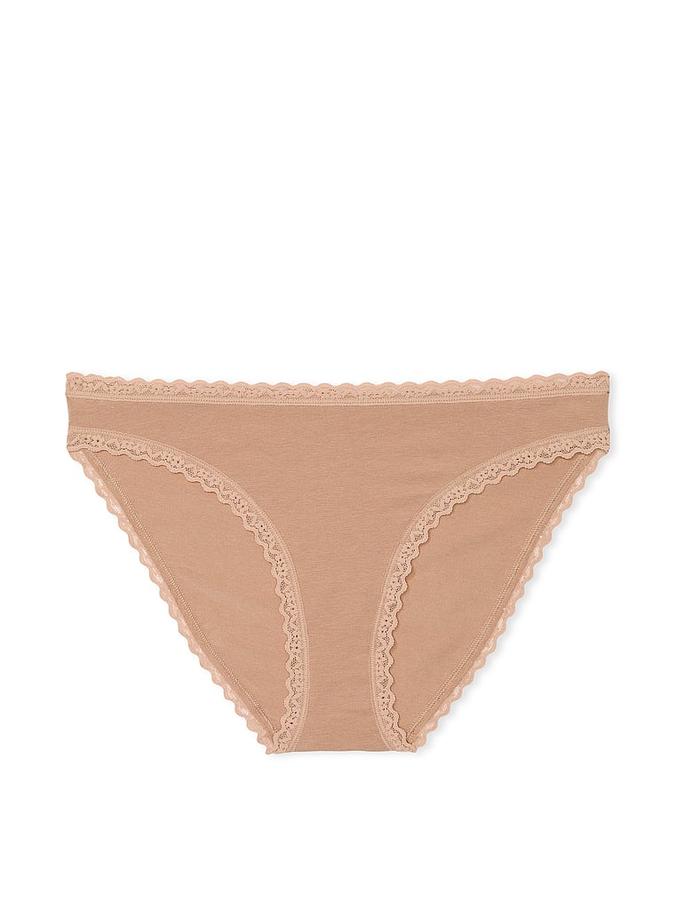 Lace-Trim Cotton Bikini Panty