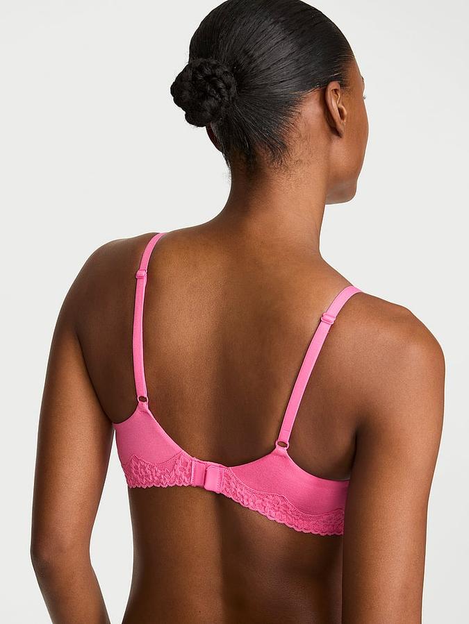 Cotton Lace-Trim Lightly Lined Balconette Bra