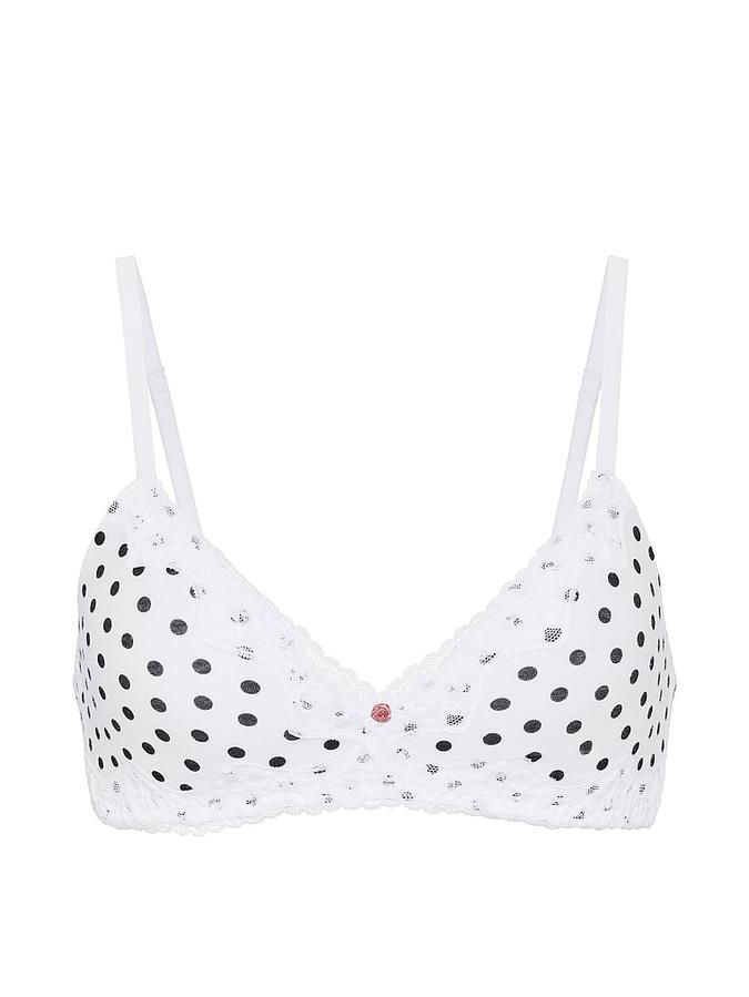 Cotton Lace-Trim Lightly Lined Wireless Bra image number 2