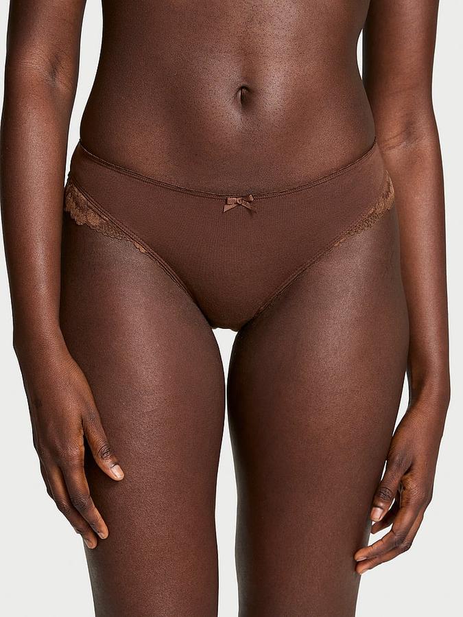 Stretch Cotton Lace-Trim Bikini Panty image number 0