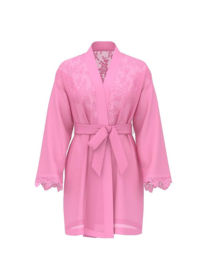 Chiffon & Lace Short Robe image number 2