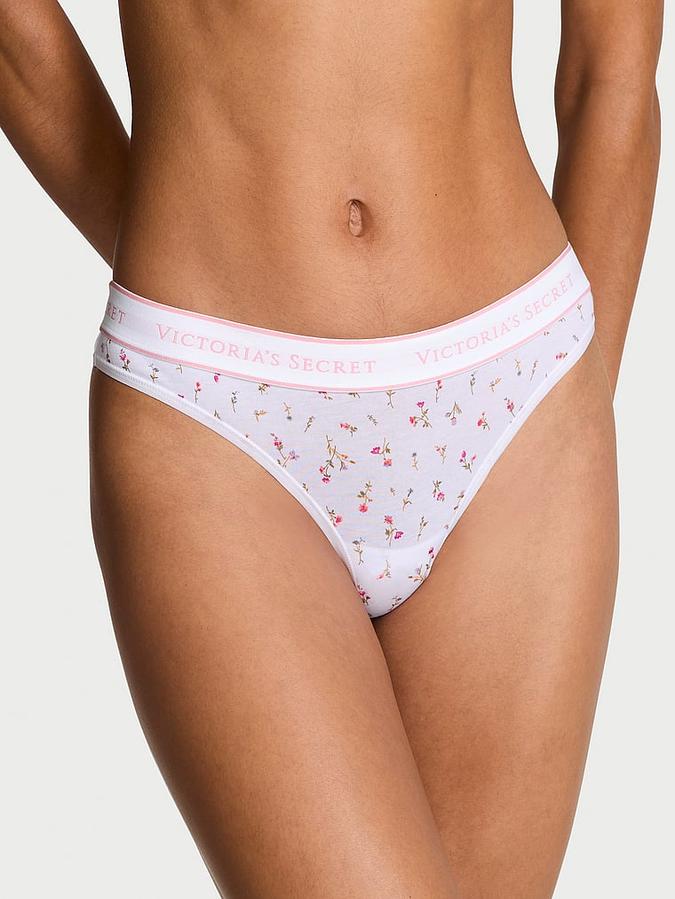 Logo Cotton Thong Panty