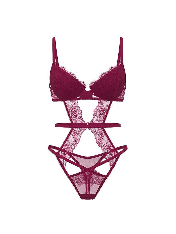 Rose Lace Lightly Lined Strappy Teddy image number 2