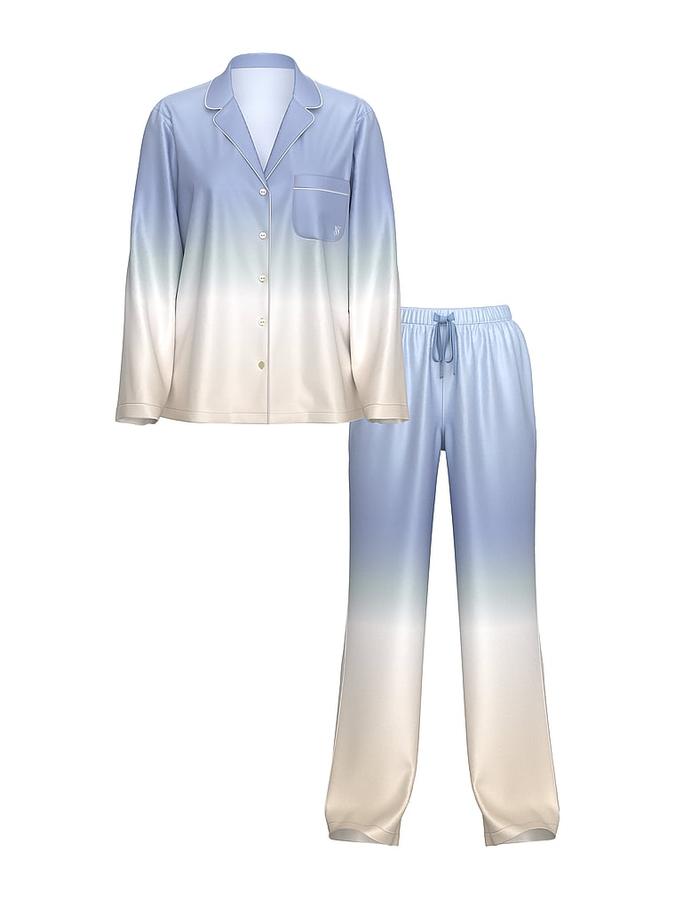 Glazed Satin Ombré Long Pajama Set image number 2