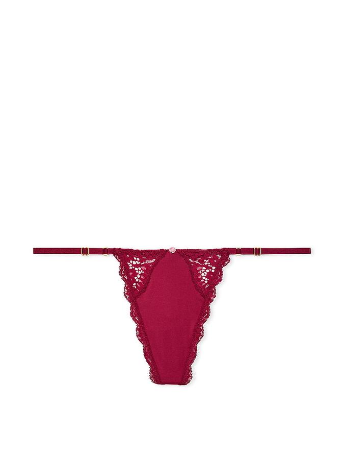 Lace-Trim Adjustable V-String Panty image number 1