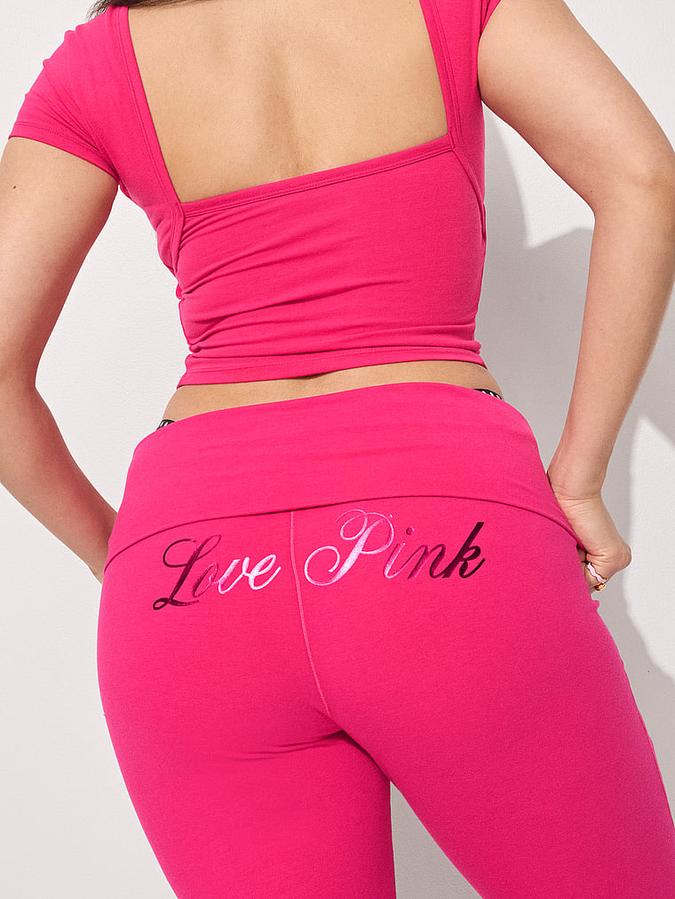 All-Day Cotton&trade; Foldover Flare Leggings image number 3