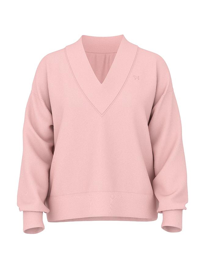 Ivy Fleece V-Neck High-Low Cropped Sweatshirt image number 2
