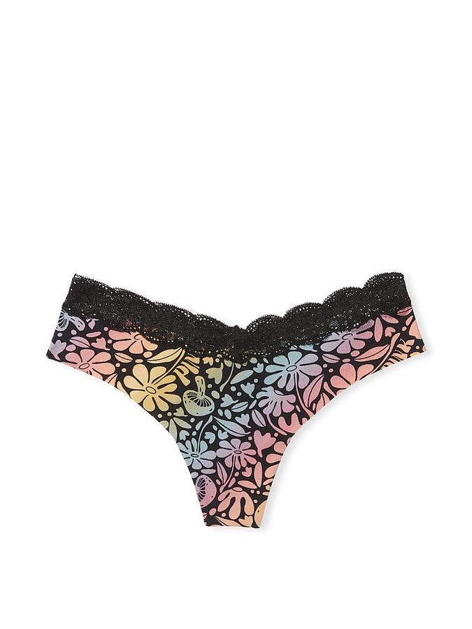 No-Show Lace-Trim Thong Panty image number 1