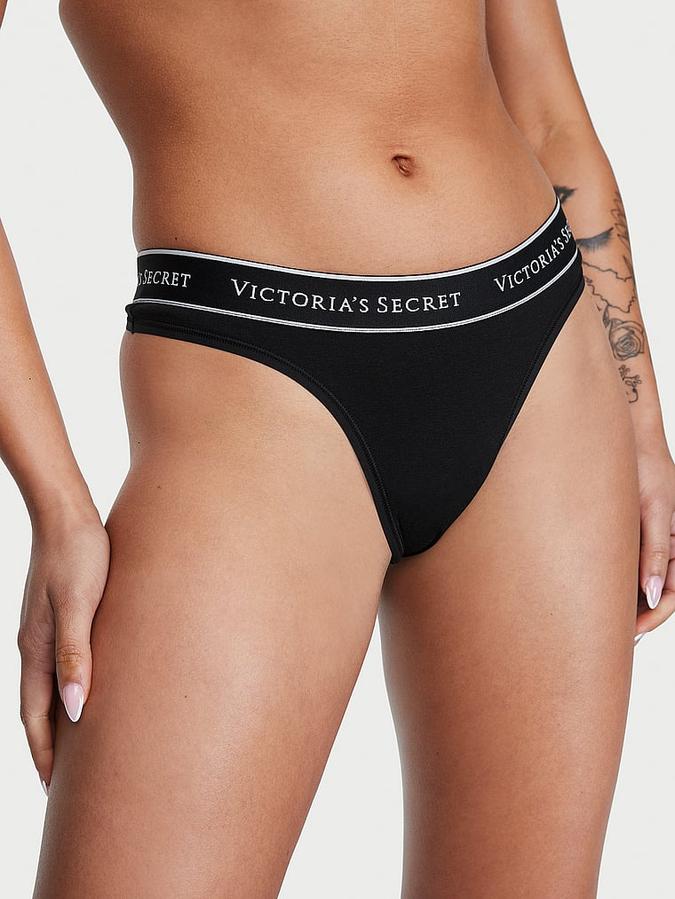 Logo Cotton Thong Panty image number 0