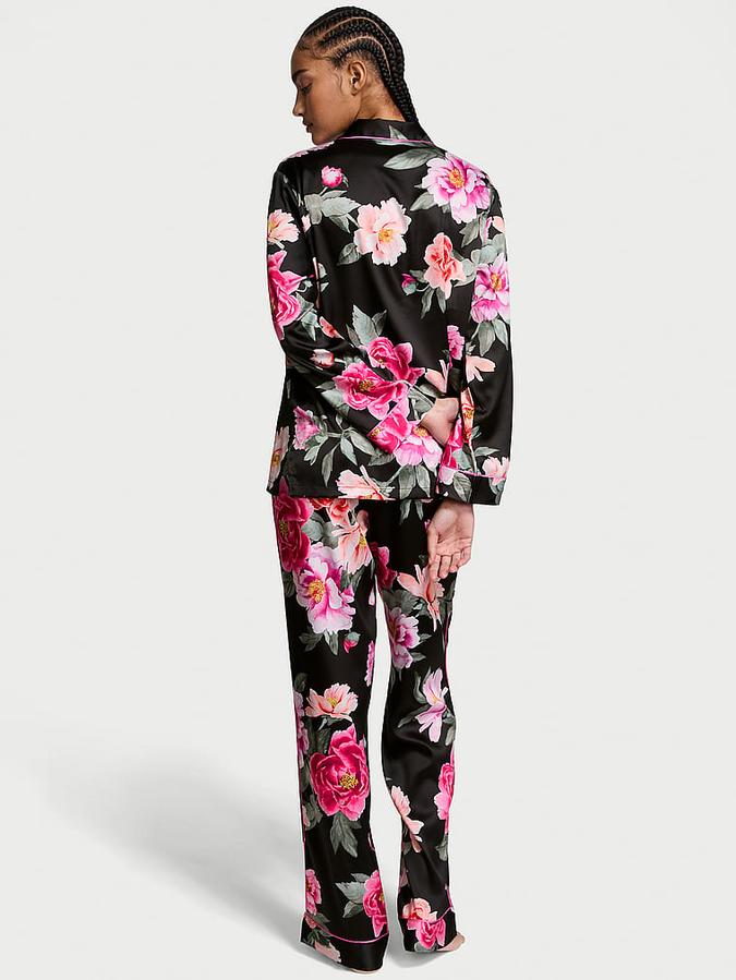 Multicolor Glazed Satin Long Pajama Set Glazed Satin Long Pajama Set