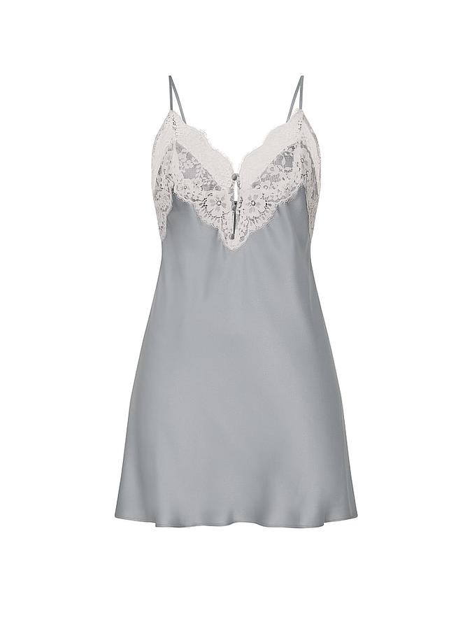 Satin Lace-Trim Short Slip Dress image number 2