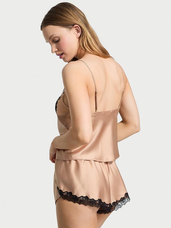 Sheer Rose Satin Cami & Shorts Set