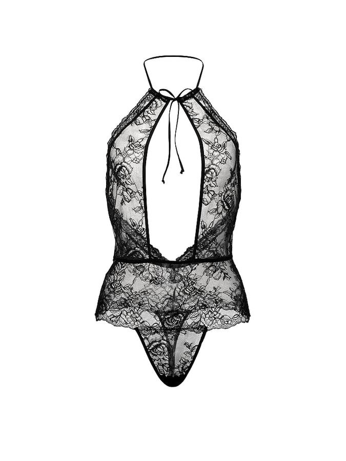 Rose Lace High-Neck Teddy image number 2