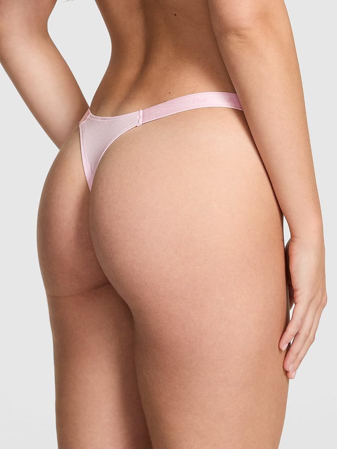 Logo Cotton High-Leg Micro Thong Panty