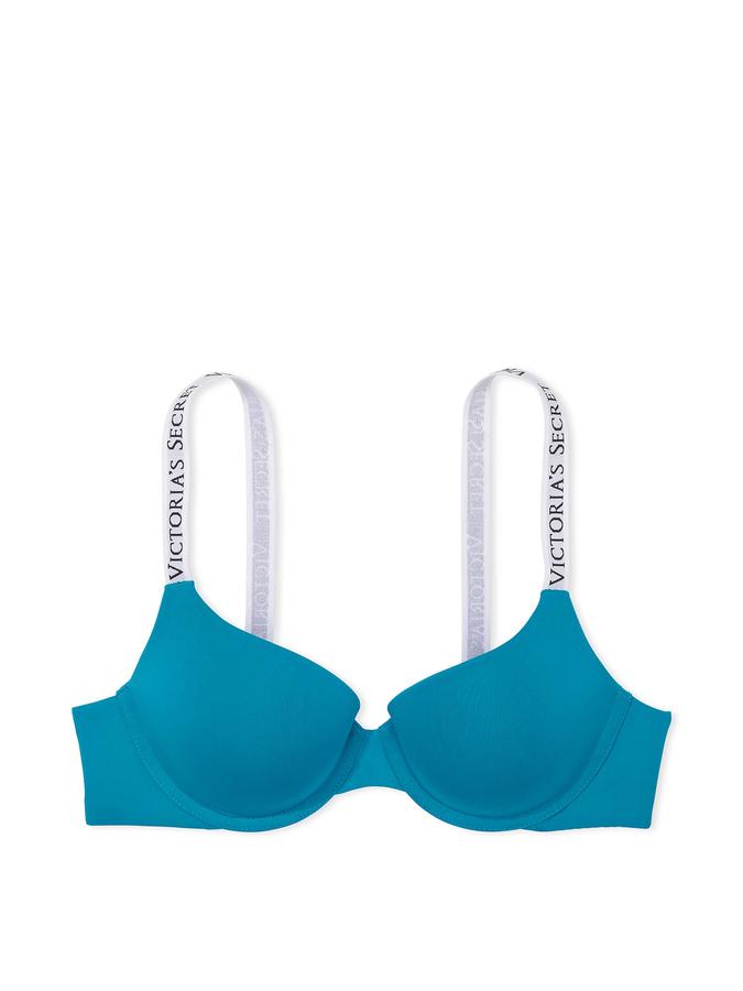 BNWT Victoria’s Secret Push Up Uplift Semi Demi Strapless Blue T-Shirt Bra  32DD