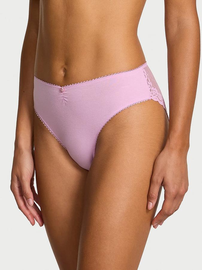 Stretch Cotton Heart Lace High-Leg Brief Panty