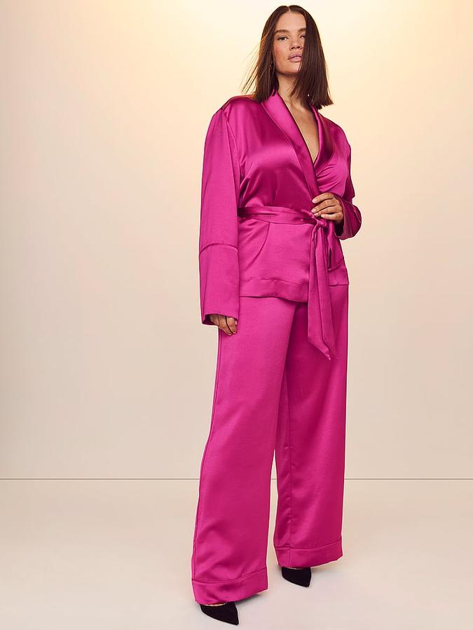 Luxe Satin Wrap Top & Pant Set image number 3