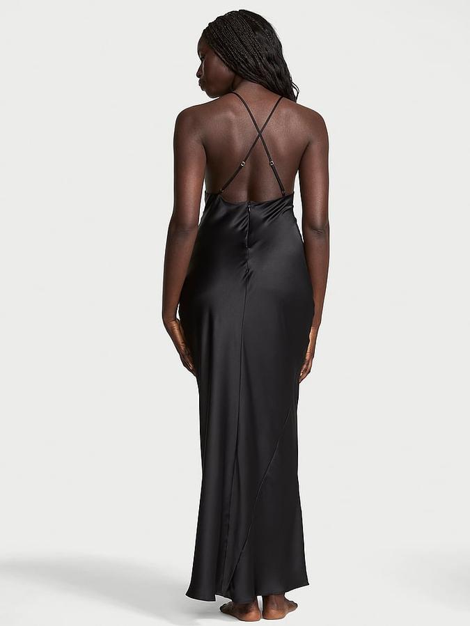 Sheer Rose Satin High-Neck Long Slip image number 1