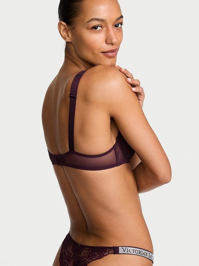 Shine Strap Rose Lace Lightly Lined Low-Cut Demi Bra