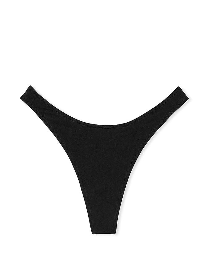 Stretch Cotton High-Leg Scoop Thong Panty image number 2