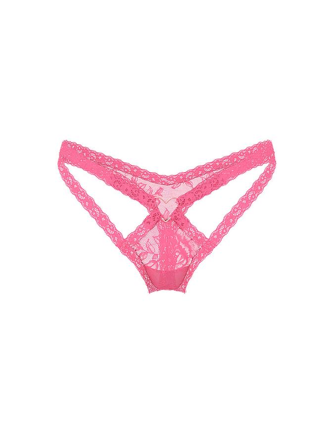 Lace Heart Hardware Strappy Thong Panty image number 2