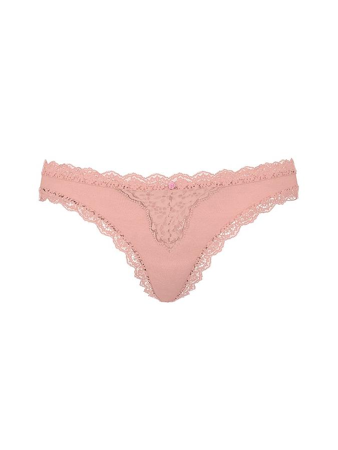 Lace-Trim Thong Panty image number 0