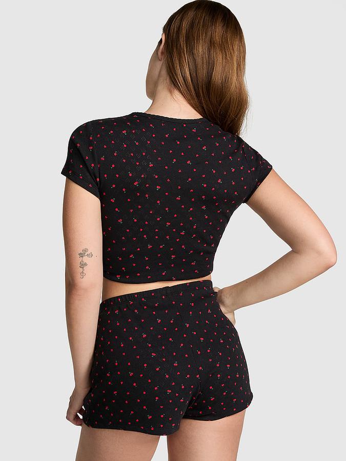 Cotton Heart Pointelle Sleep Shorts image number 1