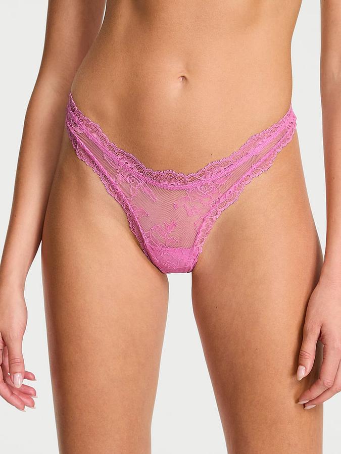 Rose Lace High-Leg Thong Panty