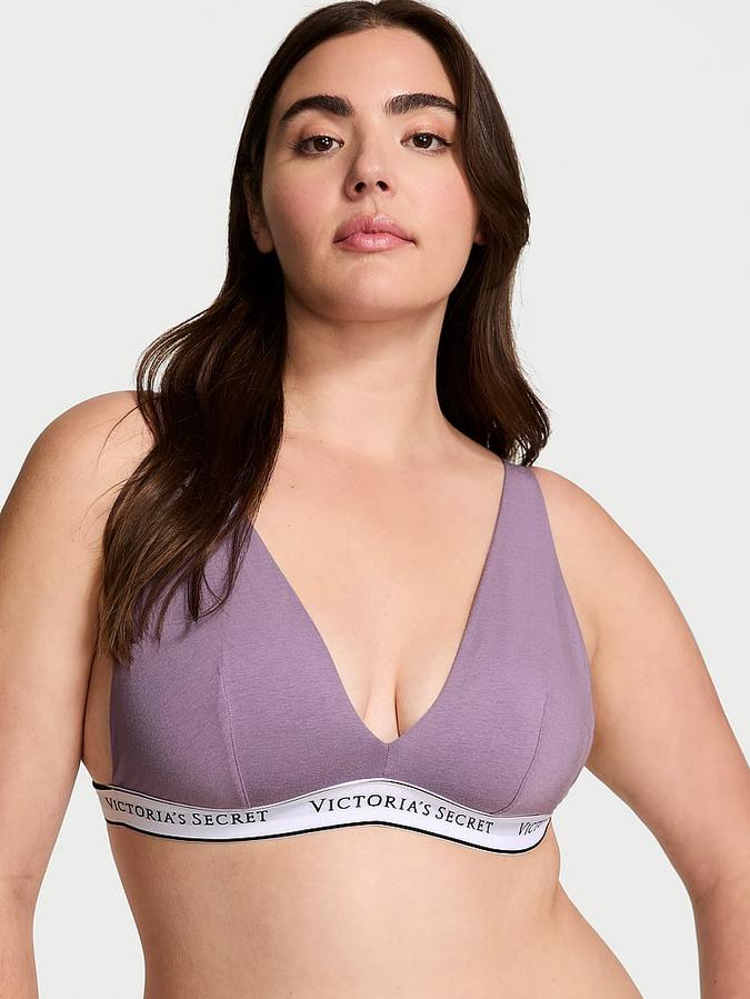 Wireless Cotton Plunge Bralette image number 0