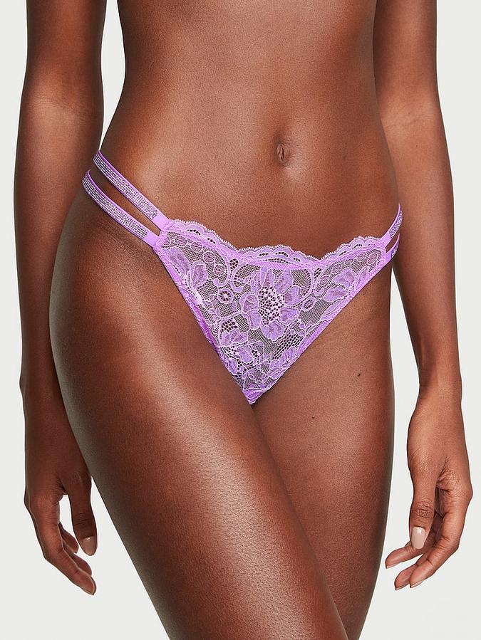Double Shine Strap Lace Thong Panty image number 0