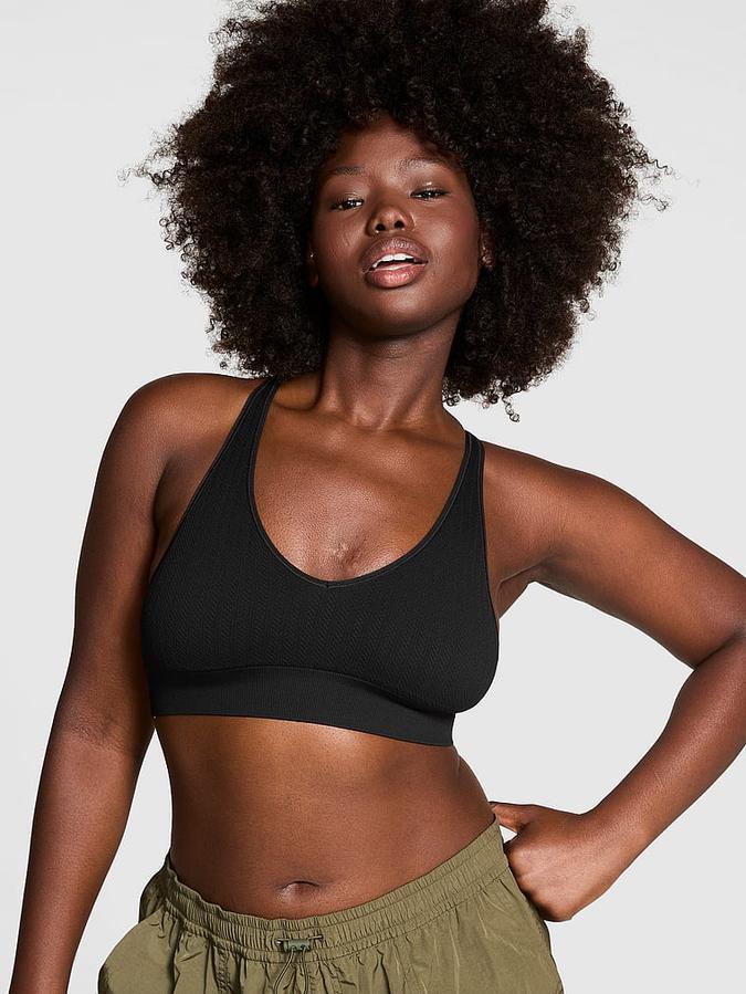 Soft Seamless Cable Plunge Bralette image number 0