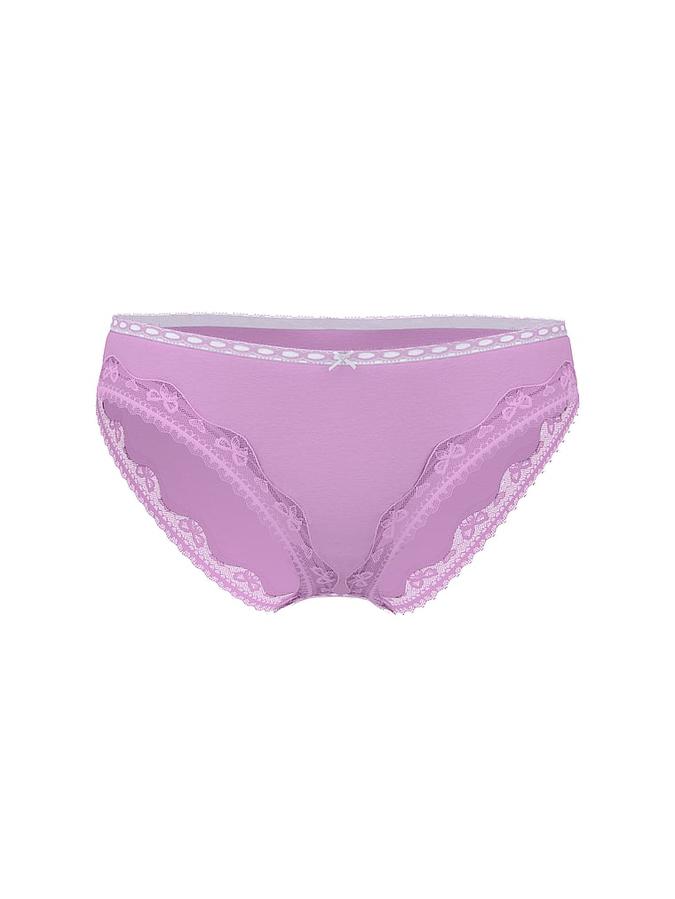 Cotton Bow Lace-Trim Bikini Panty image number 2