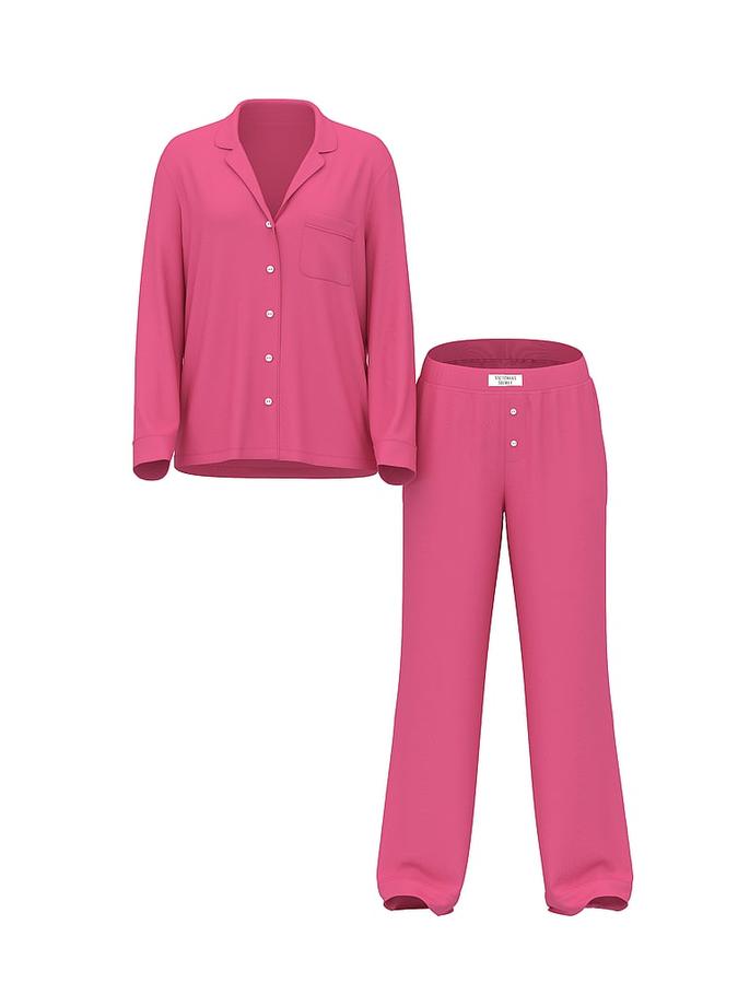 SoSoft Modal&trade; Ribbed Long Pajama Set image number 2