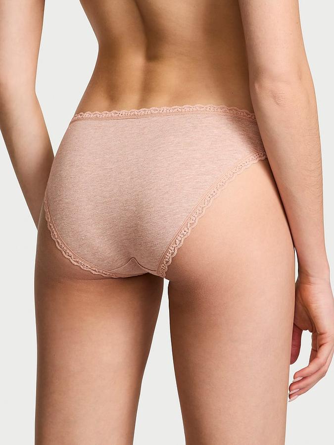 Lace-Waist Heather Rib Bikini Panty image number 1
